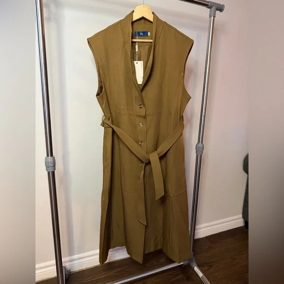 Elegant Brown Sleeveless Dress - Picture 6 of 7